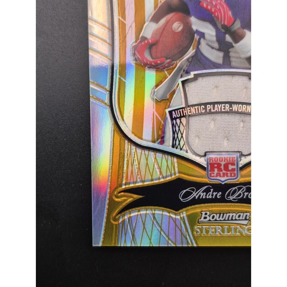 2009 Bowman Sterling Andre Brown #173 Gold Refractor Game Worn Jersey /25 (RC)